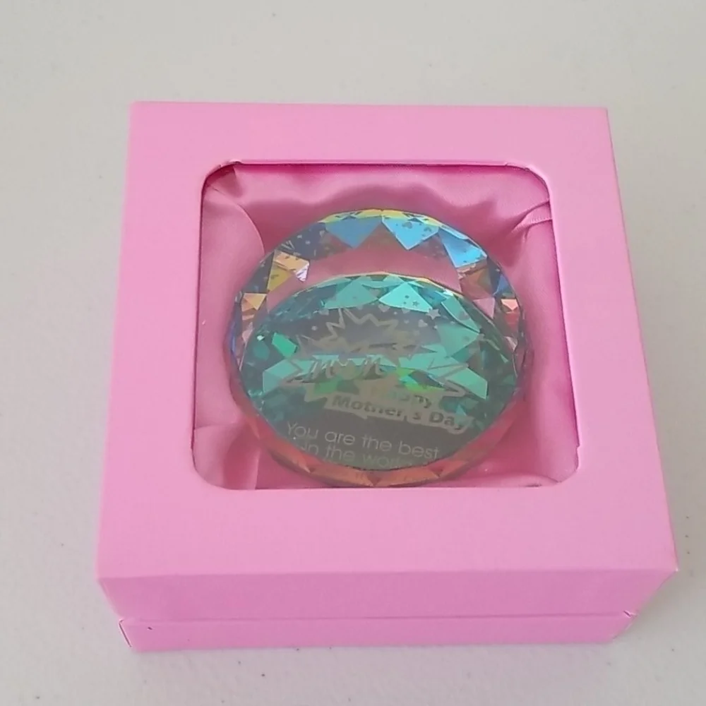 Crystal Paperweight with Mother's day message